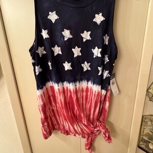 Star Pattern Tie-Dye Tank Top